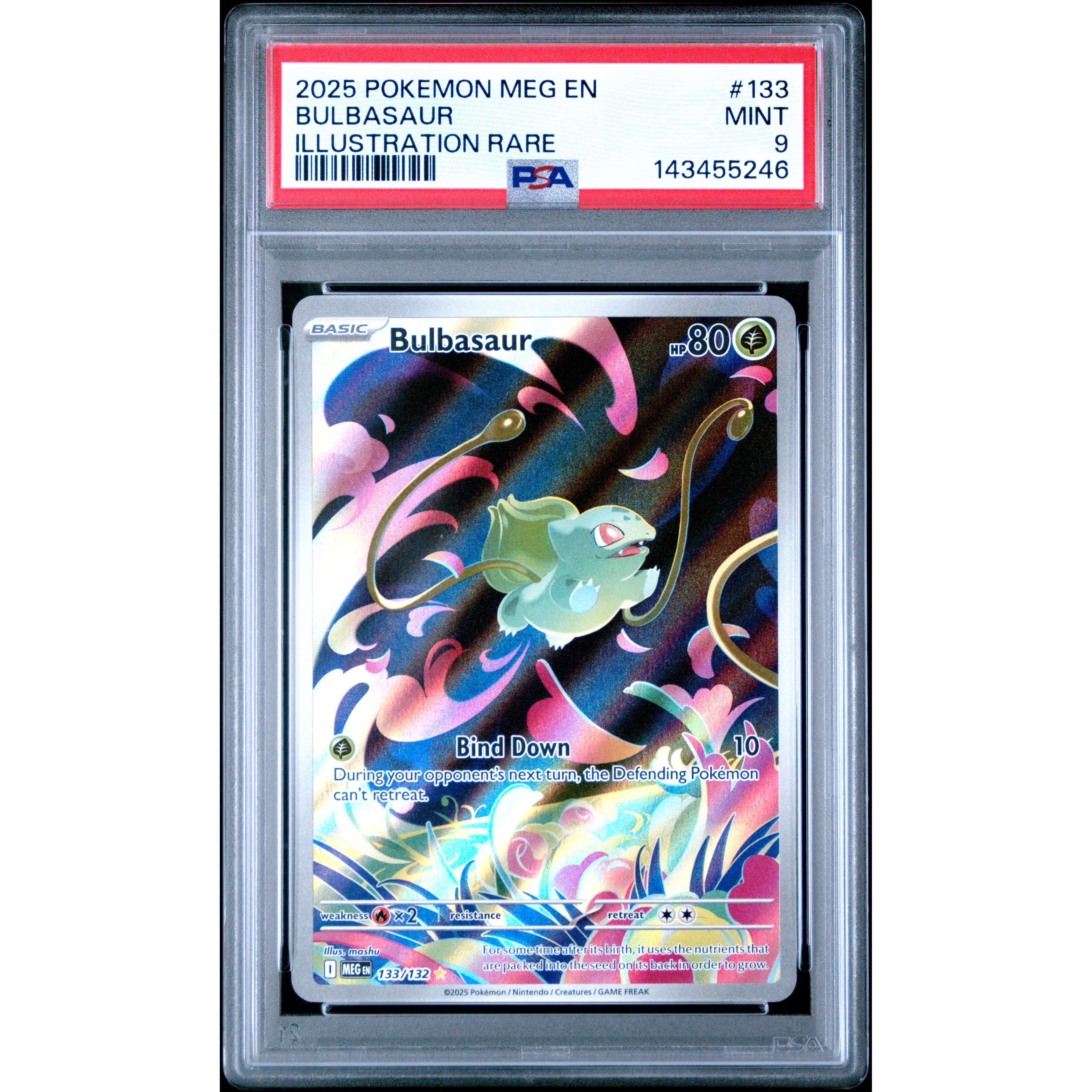 2025 POKEMON MEG EN-MEGA EVOLUTION #133 BULBASAUR ILLUSTRATION RARE PSA MINT 9