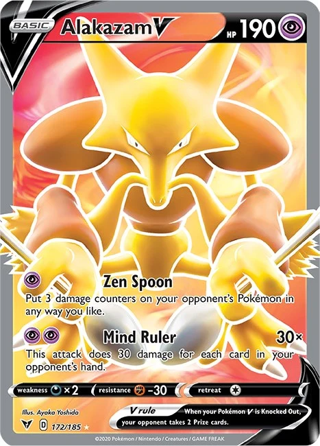 Alakazam V (Full Art) (172/185) (SWSH04: Vivid Voltage)