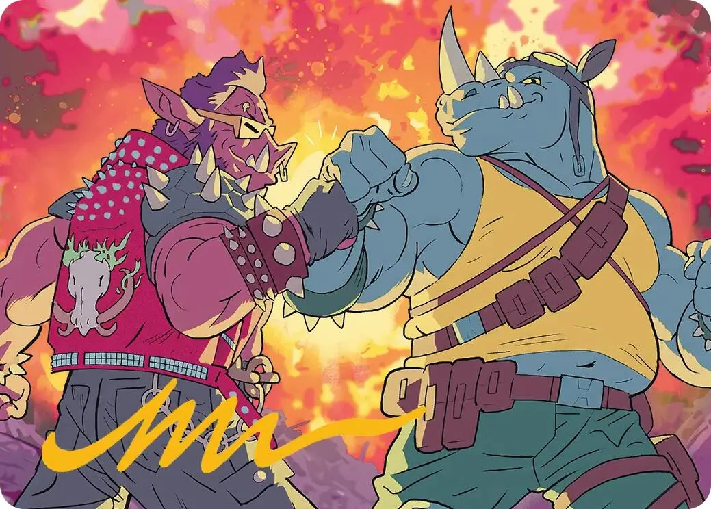 Bebop & Rocksteady Art Card (Gold-Stamped Signature) (29) (Teenage Mutant Ninja Turtles)