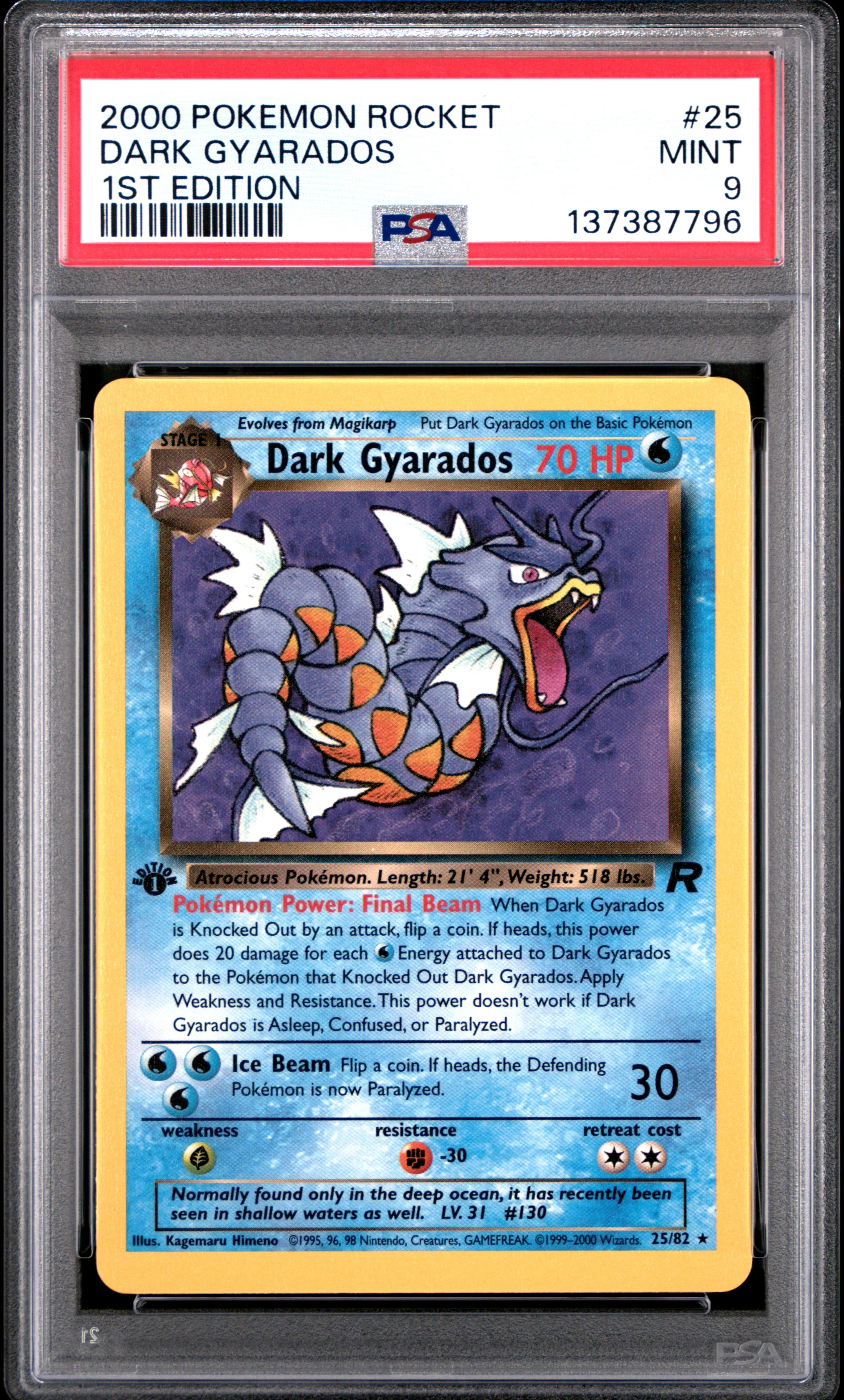 DARK GYARADOS 1ST EDITION 2000 POKEMON ROCKET PSA MINT 9