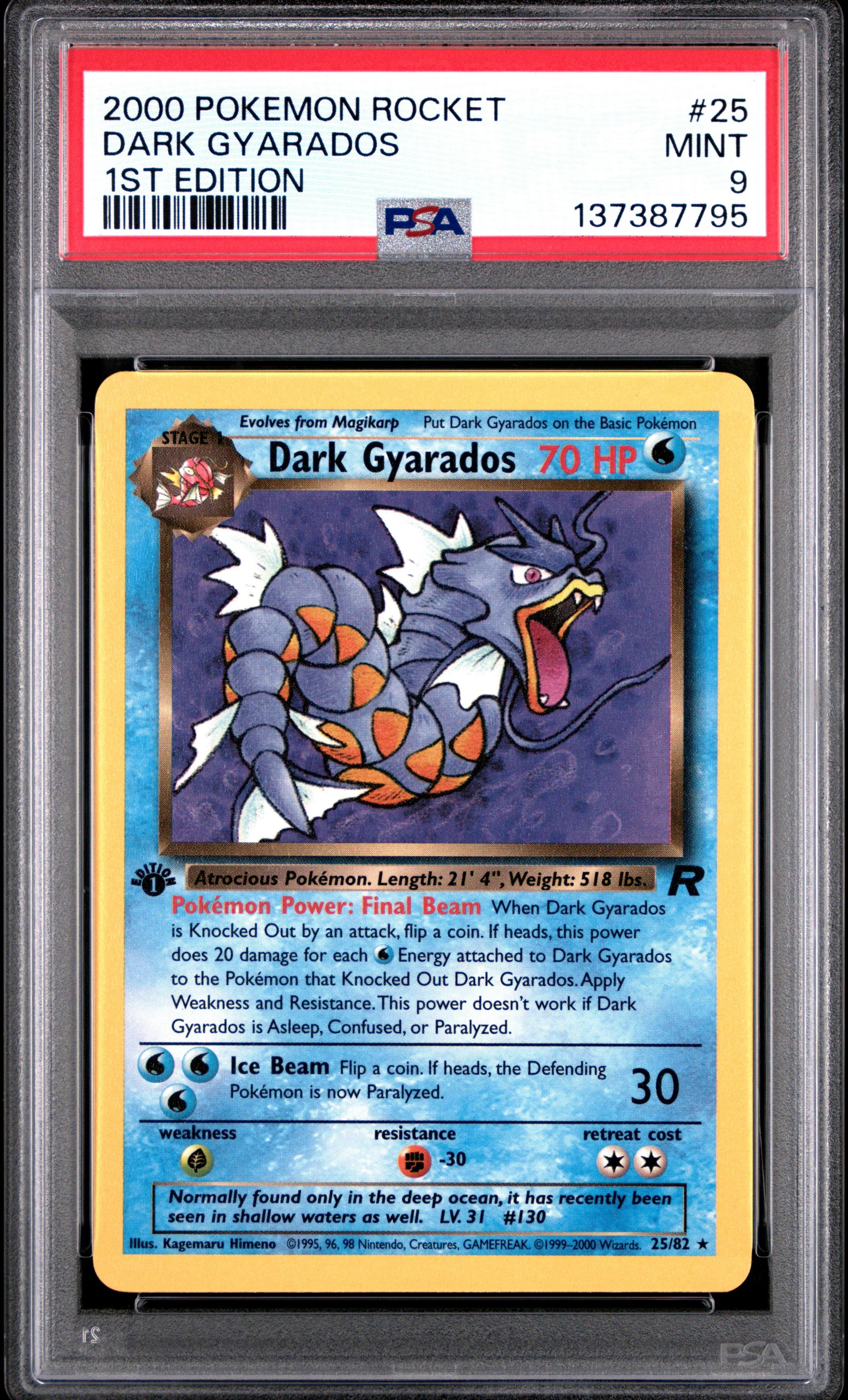 DARK GYARADOS 1ST EDITION 2000 POKEMON ROCKET PSA MINT 9
