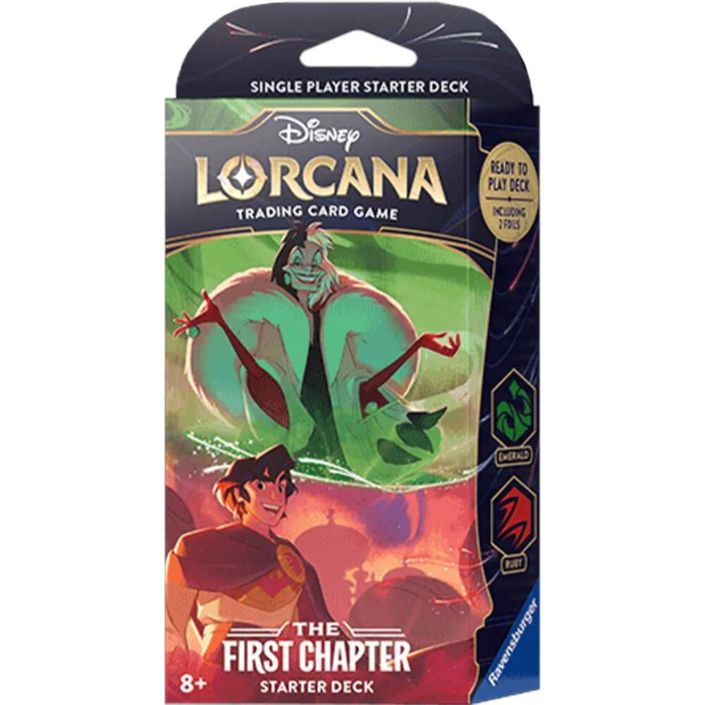 Disney Lorcana TCG - Set 1: The Fist Chapter - Cruella & Aladdin Starter Deck (Emerald/Ruby)