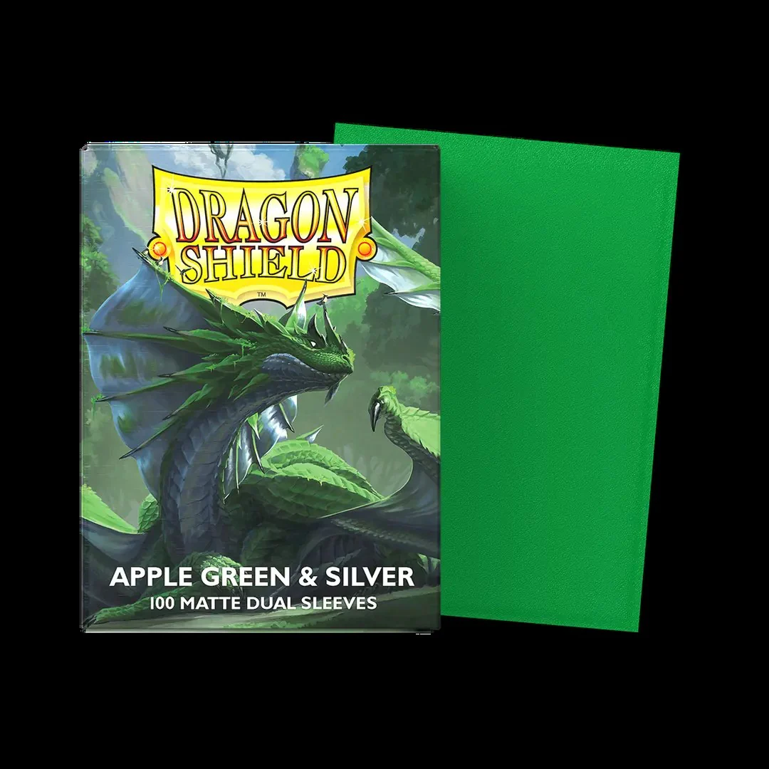 Dragon Shield - Standard 'Apple Green & Silver' DUAL Matte Sleeves 100 pack