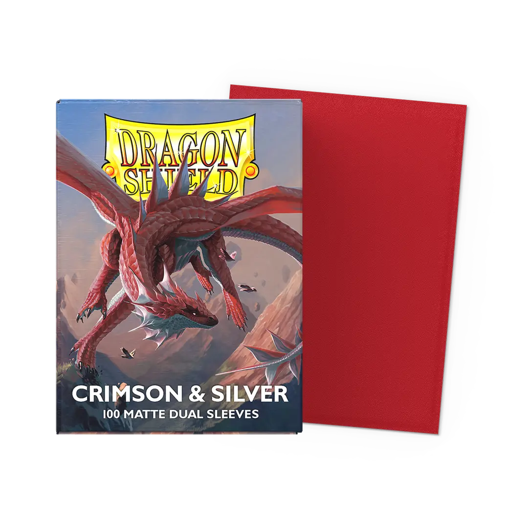 Dragon Shield - Standard 'Crimson & Silver' DUAL Matte Sleeves 100 pack