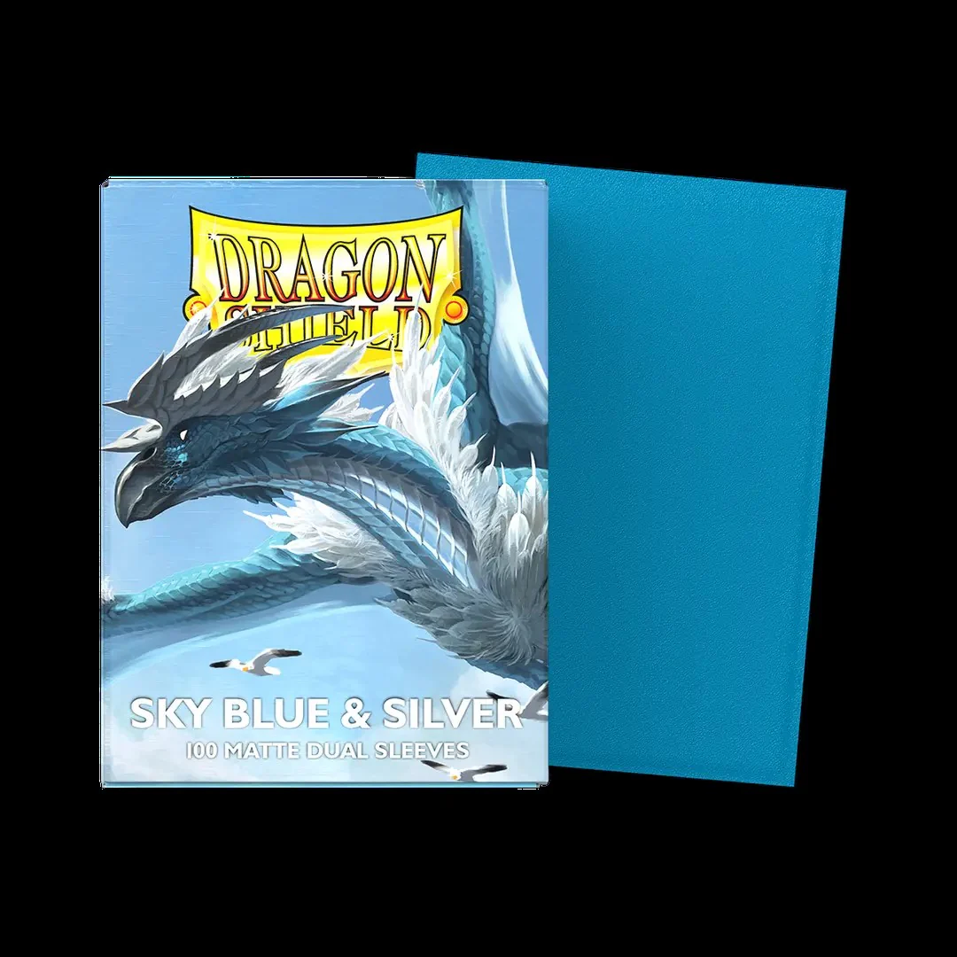 Dragon Shield - Standard 'Sky Blue & Silver' DUAL Matte Sleeves 100 pack