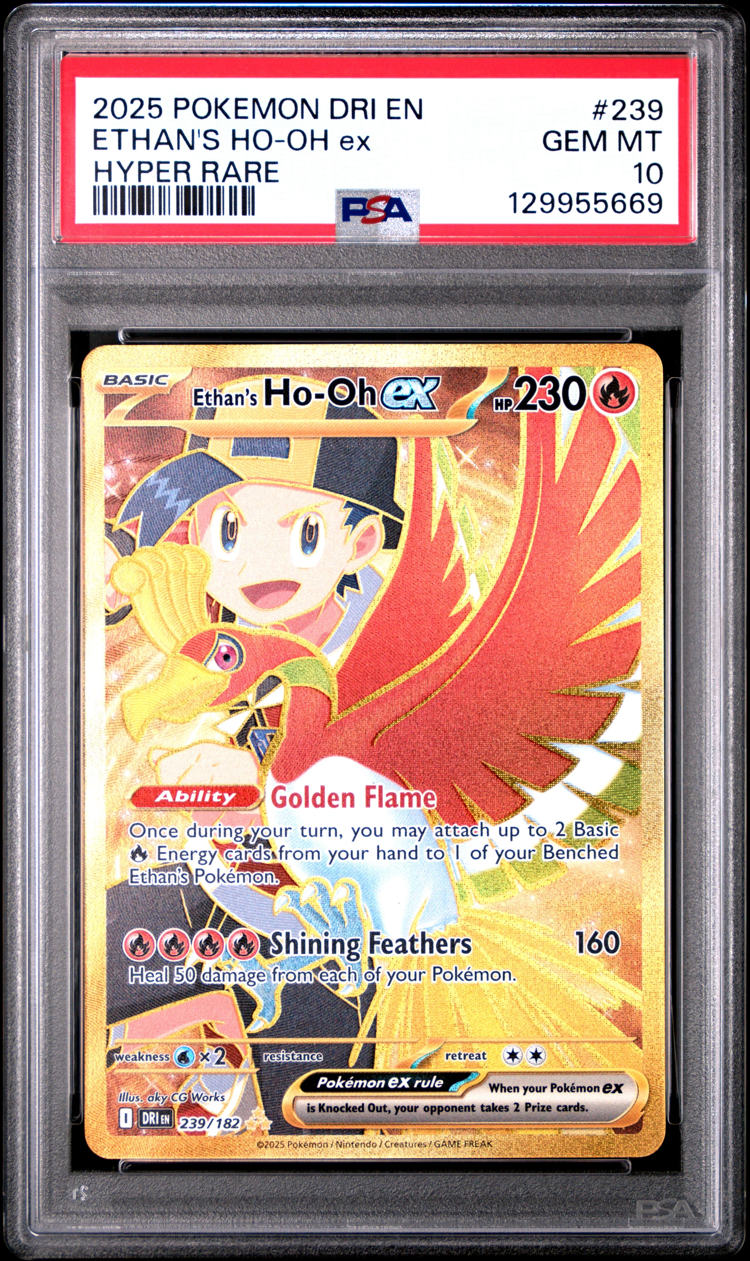 ETHAN'S HO-OH ex HYPER RARE 2025 POKEMON DRI EN-DESTINED RIVALS PSA GEM MT 10
