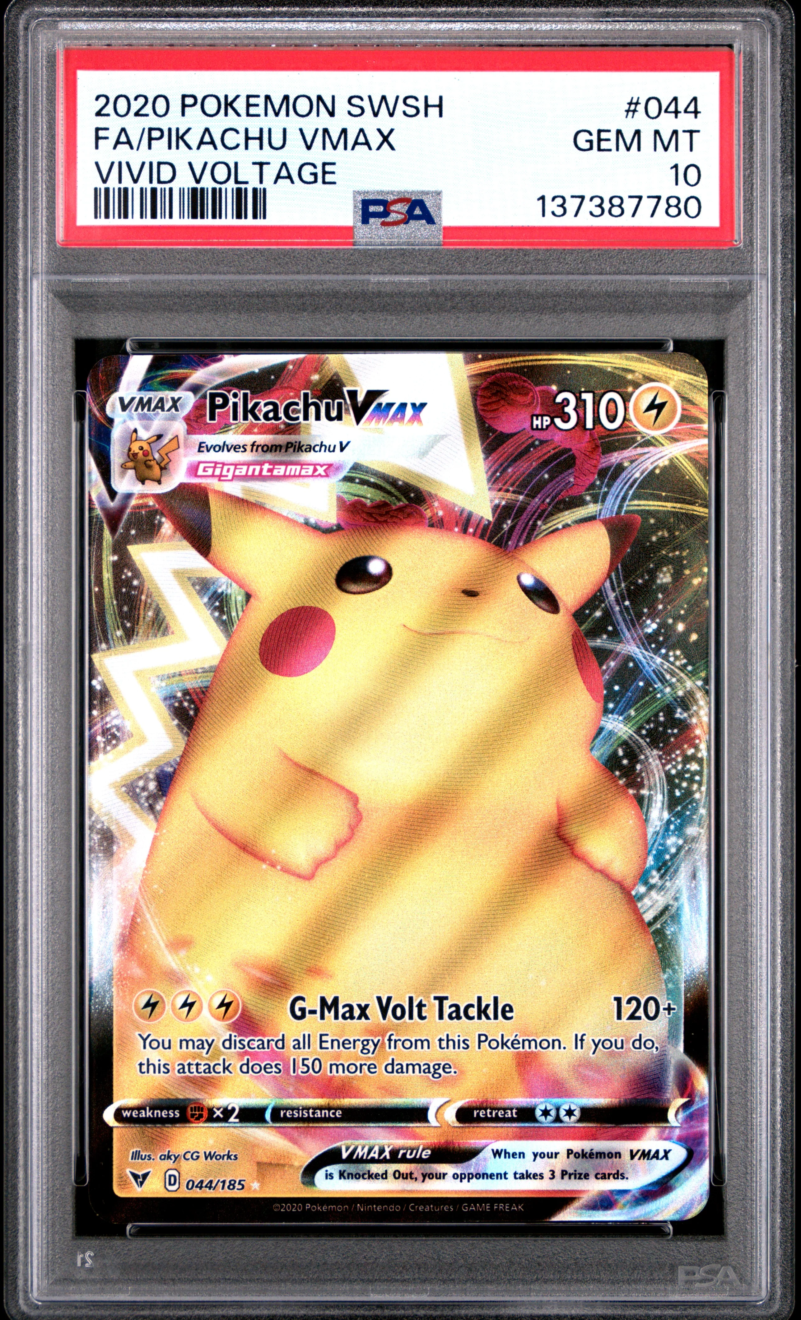 FA/PIKACHU VMAX VIVID VOLTAGE 2020 POKEMON SWORD & SHIELD VIVID VOLTAGE PSA GEM MT 10