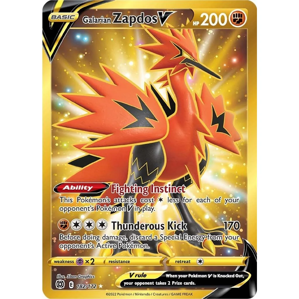 Galarian Zapdos V (Secret) (182/172) (SWSH09: Brilliant Stars)