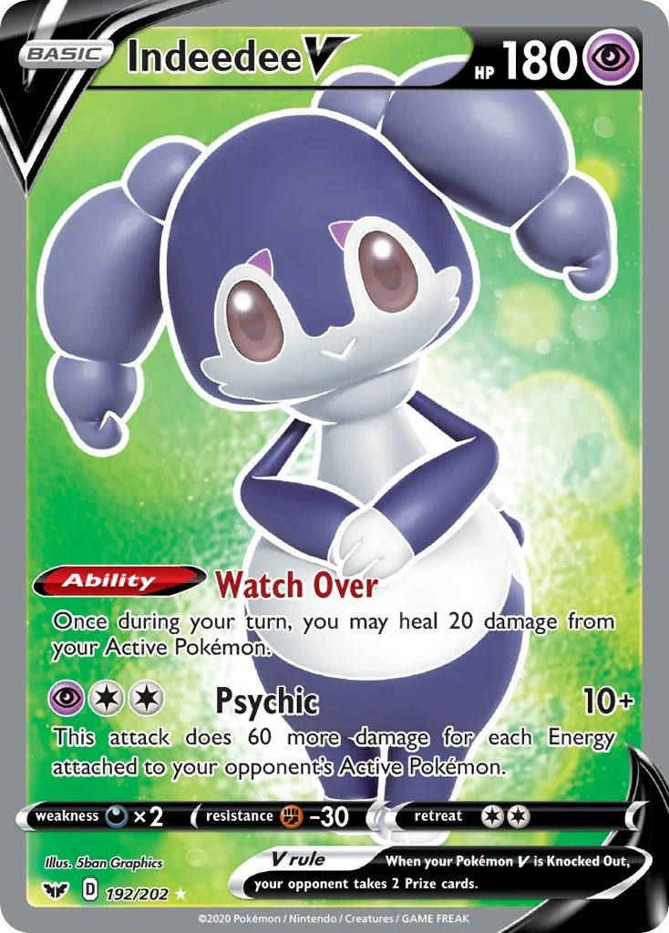 Indeedee V (Full Art) (192/202) (SWSH01: Sword & Shield Base Set)