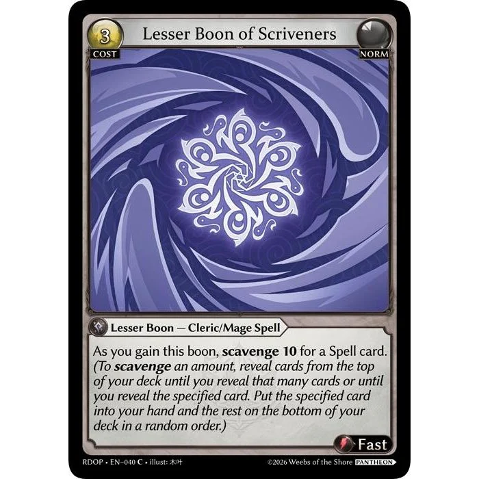Lesser Boon of Scriveners (040) (Radiant Origins: Pantheon)