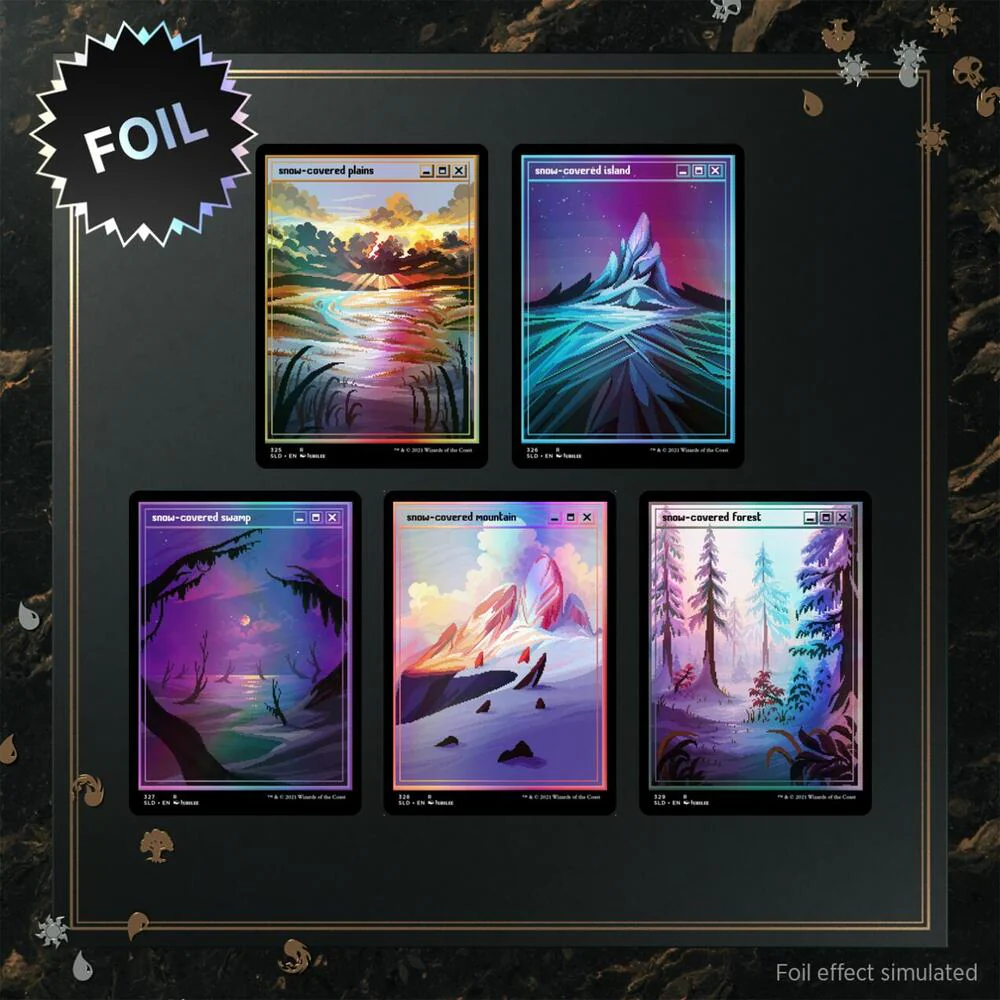 Magic The Gathering | Secret Lair Drop Series: PixelSnowLands.jpg | Traditional Foil