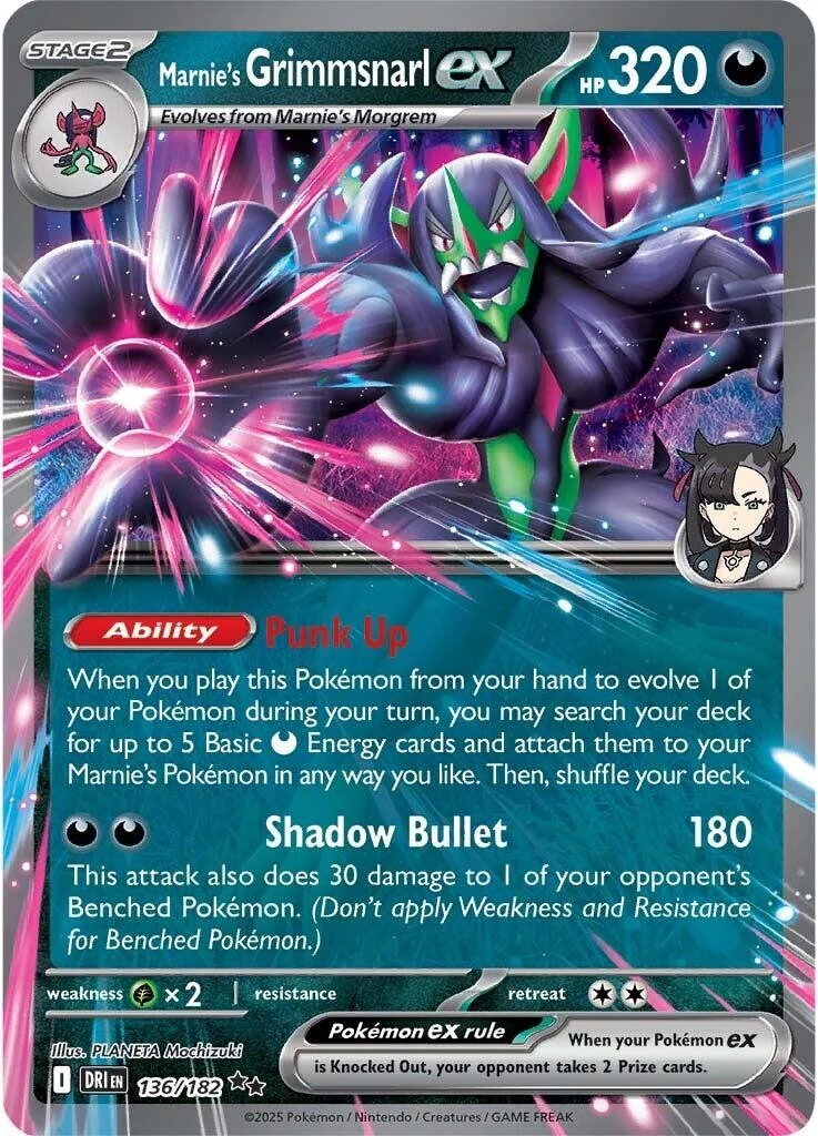 Marnie's Grimmsnarl ex (136/182) (SV10: Destined Rivals)
