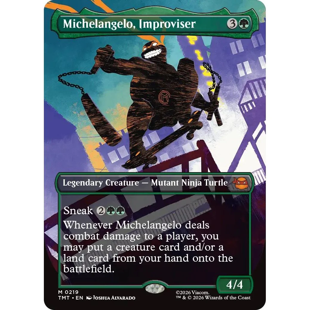 Michelangelo, Improviser (Borderless) (219) (Teenage Mutant Ninja Turtles)