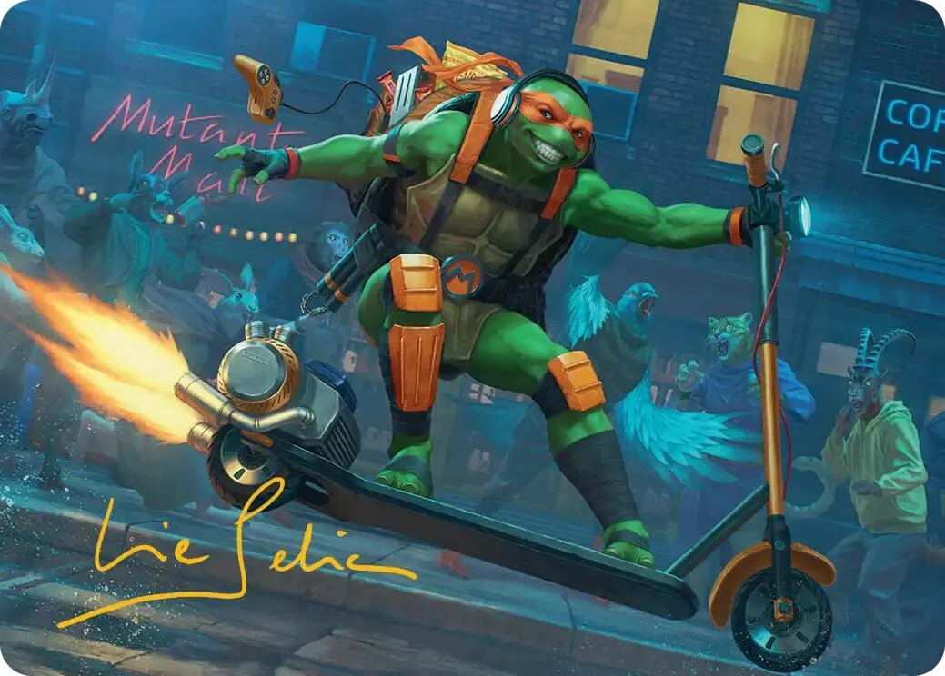 Michelangelo, On the Scene Art Card (Gold-Stamped Signature) (49) (Teenage Mutant Ninja Turtles)