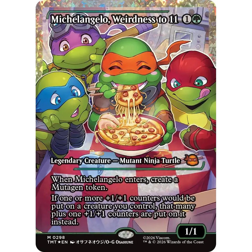 Michelangelo, Weirdness to 11 (Showcase) (Fracture Foil) (298) (Teenage Mutant Ninja Turtles)