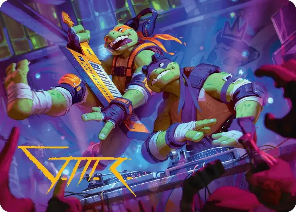 Mikey & Don, Party Planners Art Card (Gold-Stamped Signature) (15) (Teenage Mutant Ninja Turtles)
