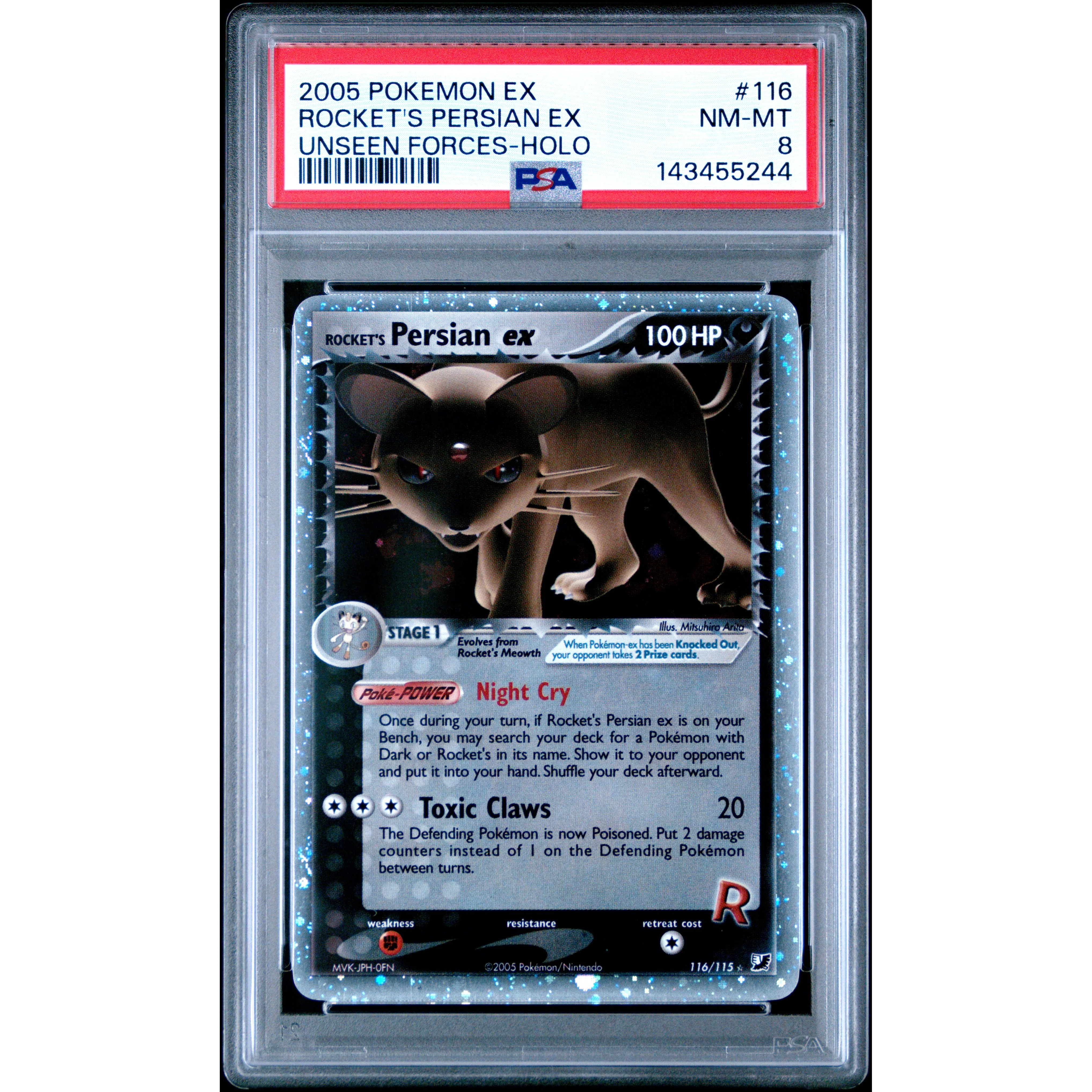 ROCKET'S PERSIAN EX UNSEEN FORCES-HOLO 2005 POKEMON EX UNSEEN FORCES PSA NM-MT 8