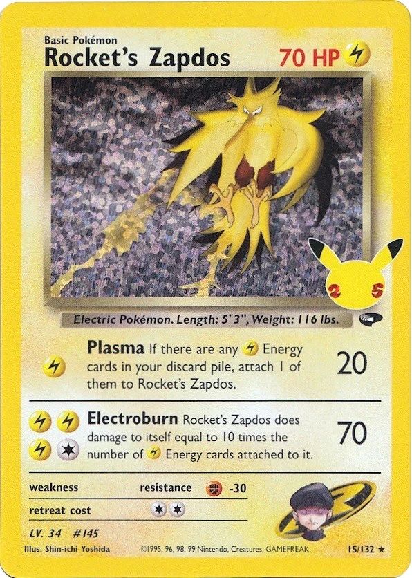 Rocket's Zapdos (15/132) (Celebrations: Classic Collection)