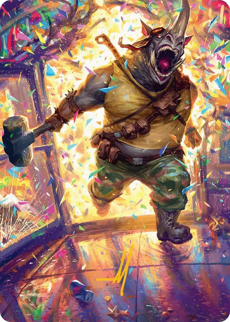 Rocksteady, Rowdy Rhino Art Card (Gold-Stamped Signature) (54) (Teenage Mutant Ninja Turtles)