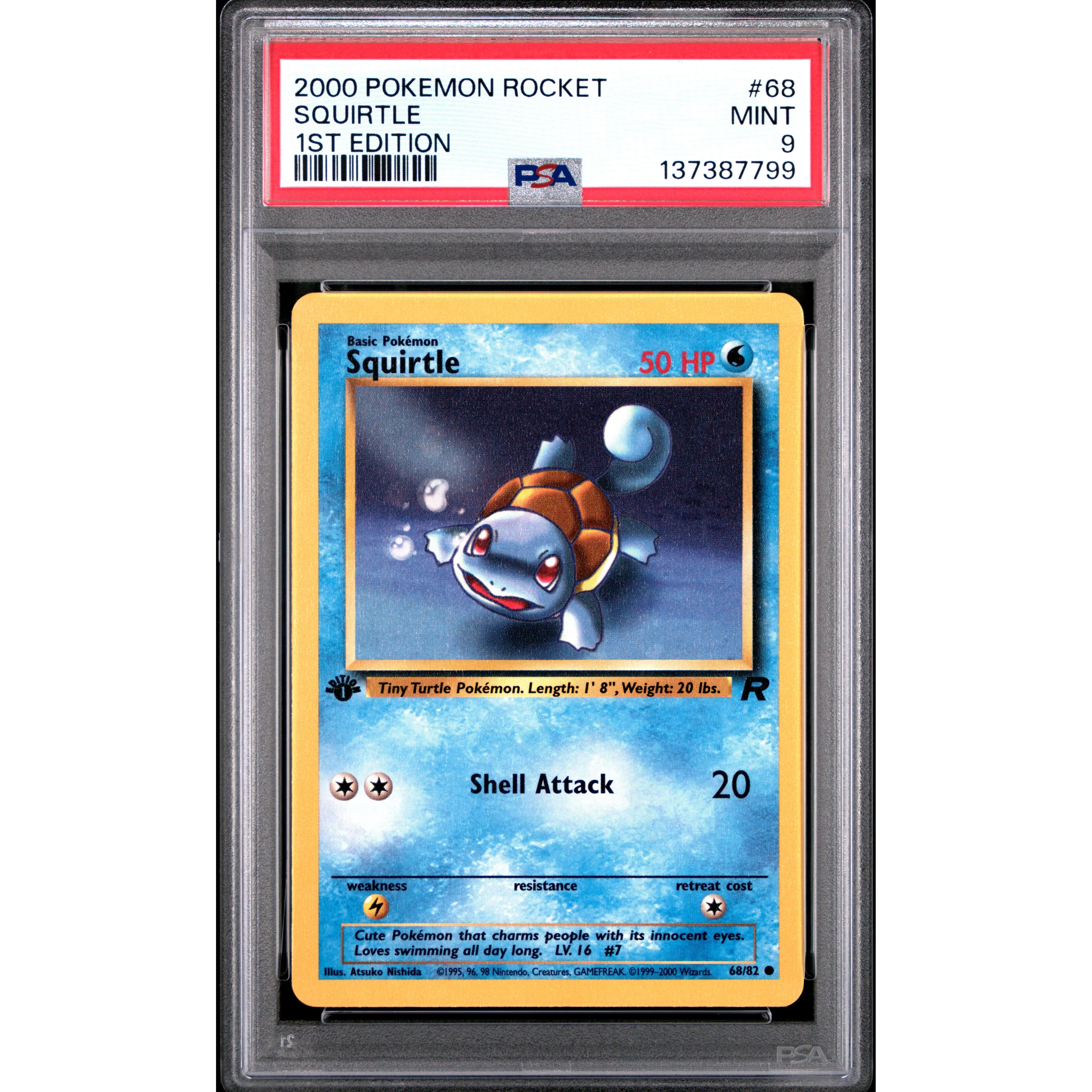 SQUIRTLE 1ST EDITION 2000 POKEMON ROCKET PSA MINT 9