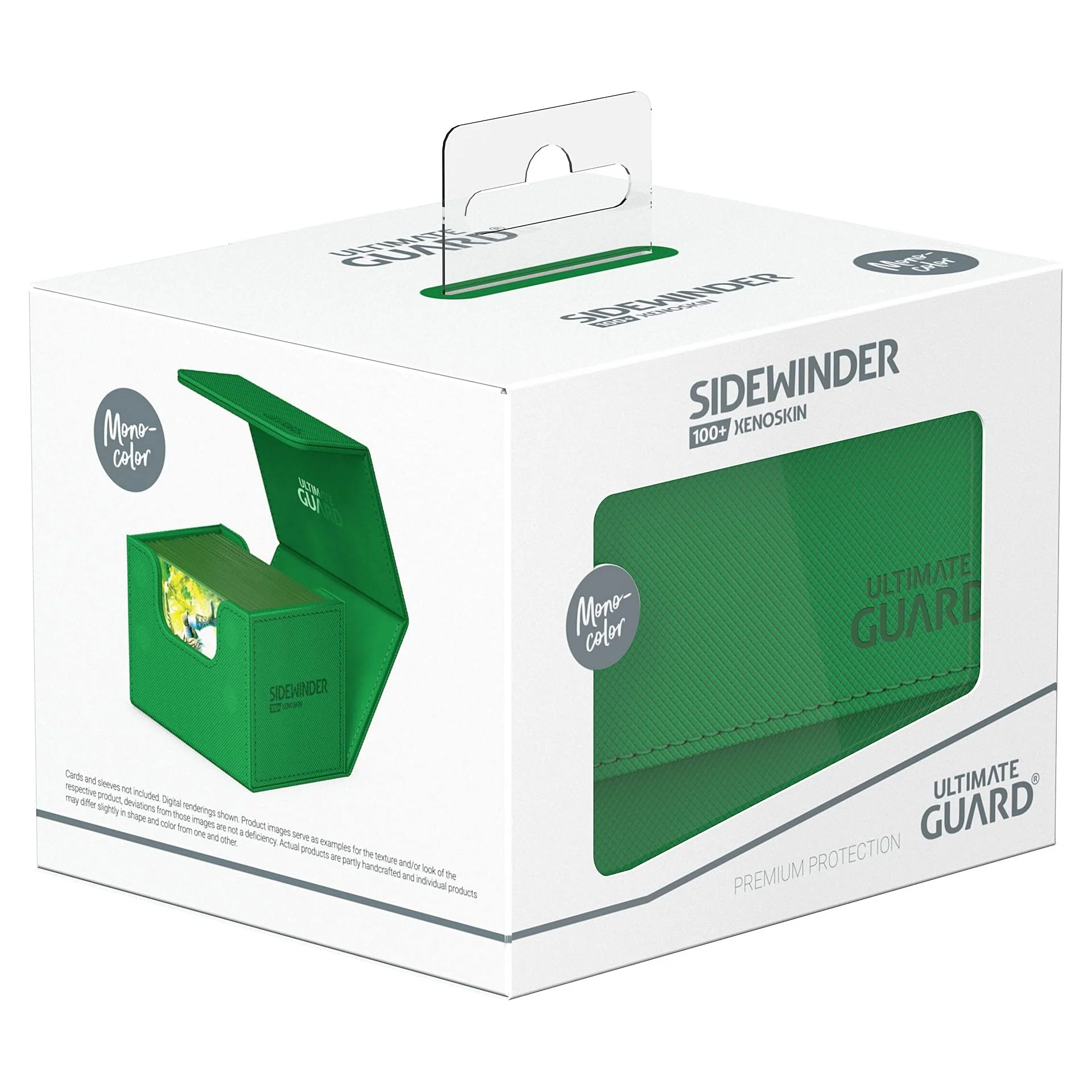 Ultimate Guard Sidewinder Deck Case 100+ Xenoskin Standard Size Monocolor Green Deck Box