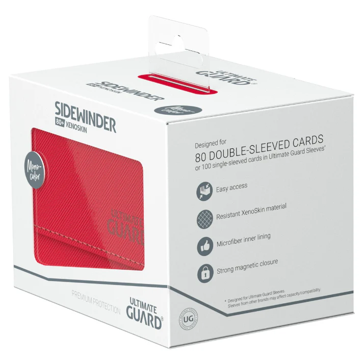 Ultimate Guard Sidewinder Deck Case 80+ Xenoskin Standard Size Monocolor Red Deck Box