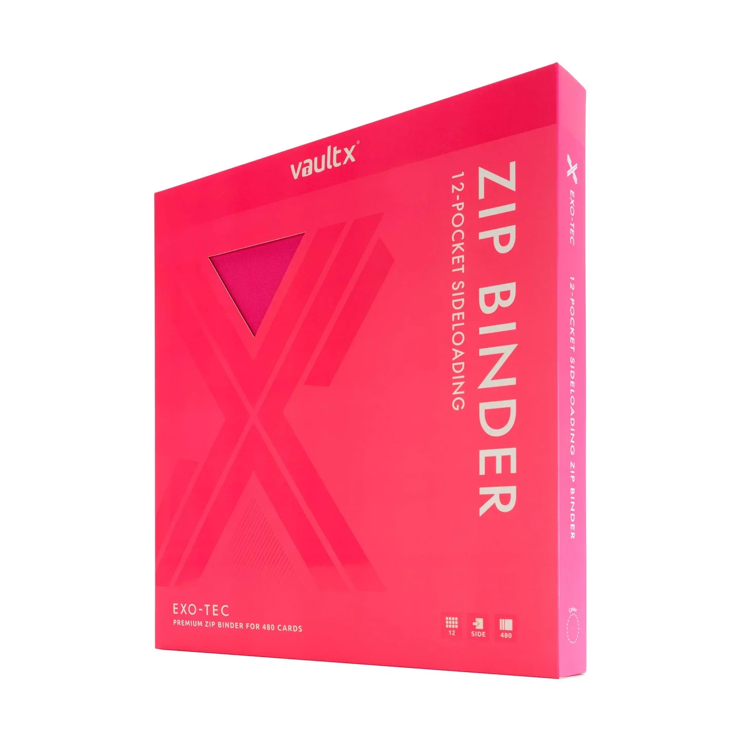 Vaultx - 12-Pocket Exo-Tec® Zip Binder - Special Edition Neon Pink