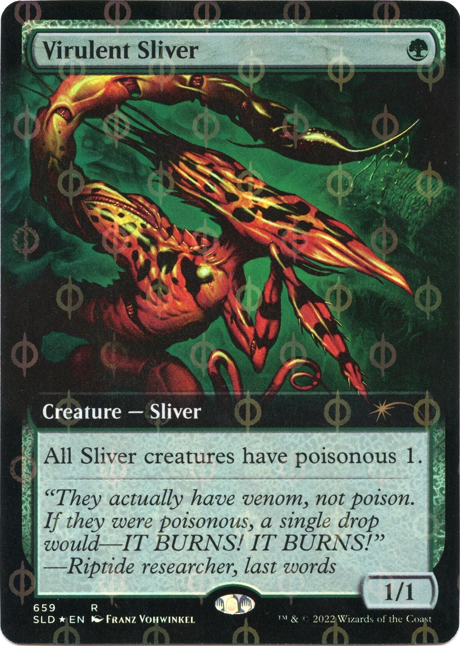 Virulent Sliver (Extended Art) (Step-and-Compleat Foil) (659) (Secret Lair Drop Series)